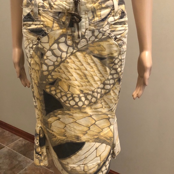 COPY - Just Cavalli Jean Skirt Size 44 US 8 Midi Low Rise - Picture 3 of 16